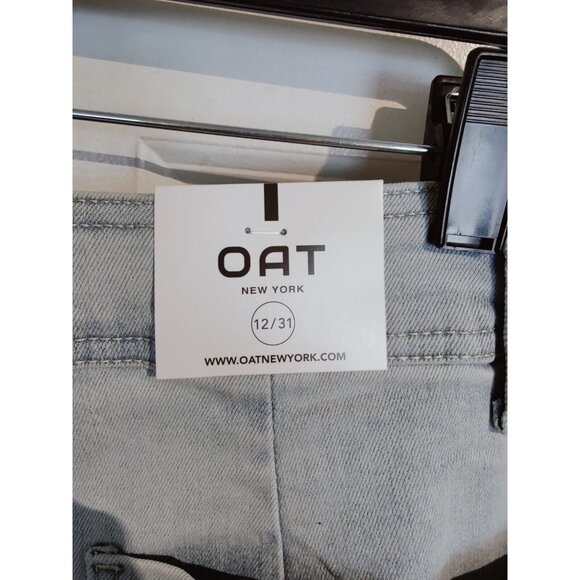 Oat New York High Waist Wide Leg Raw Hem Light Wash Jeans 12 (31x30) NWT - Picture 6 of 11